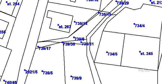 Parcela st. 739/31 v KÚ Lubná u Kroměříže, Katastrální mapa