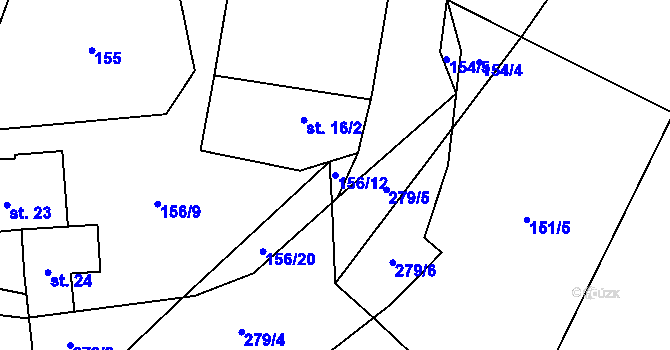 Parcela st. 156/12 v KÚ Lubné, Katastrální mapa