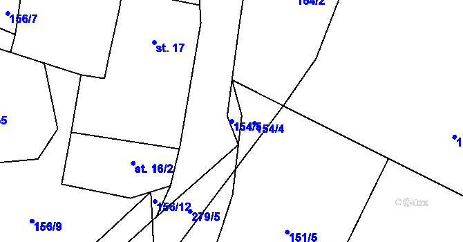 Parcela st. 154/5 v KÚ Lubné, Katastrální mapa