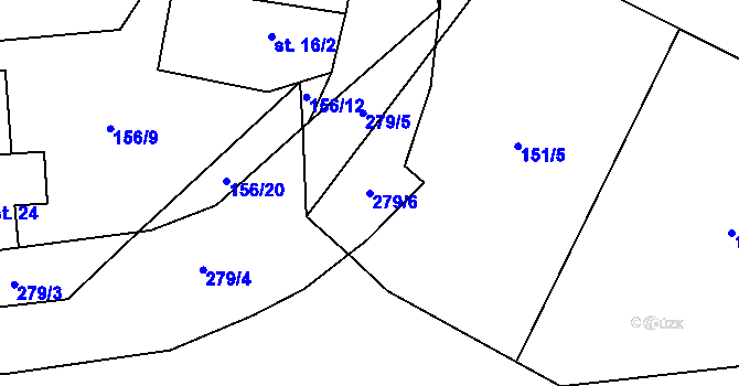 Parcela st. 279/6 v KÚ Lubné, Katastrální mapa