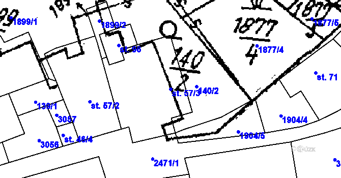 Parcela st. 57/3 v KÚ Lubnice, Katastrální mapa