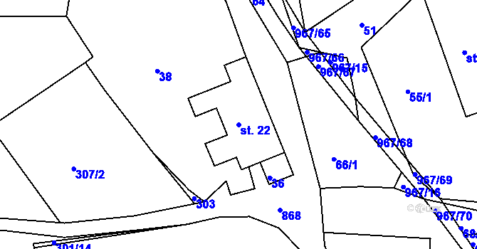 Parcela st. 22 v KÚ Lubník, Katastrální mapa
