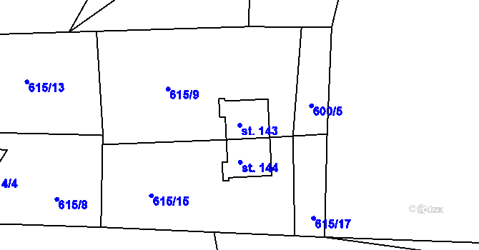 Parcela st. 143 v KÚ Lubník, Katastrální mapa