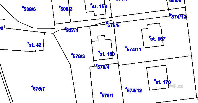 Parcela st. 160 v KÚ Lubník, Katastrální mapa