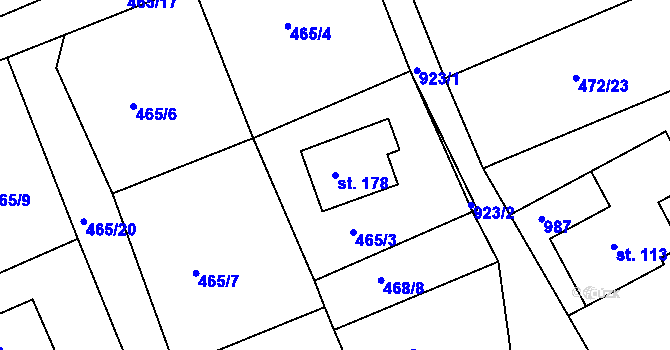 Parcela st. 178 v KÚ Lubník, Katastrální mapa