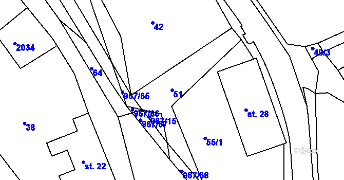 Parcela st. 51 v KÚ Lubník, Katastrální mapa