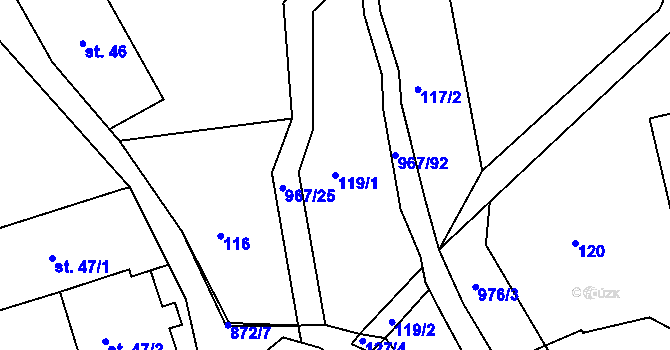 Parcela st. 119/1 v KÚ Lubník, Katastrální mapa