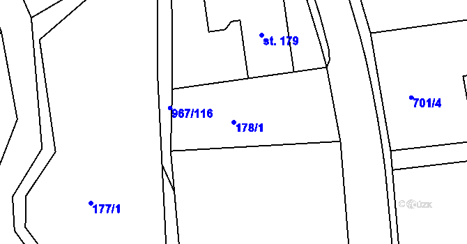 Parcela st. 178/1 v KÚ Lubník, Katastrální mapa