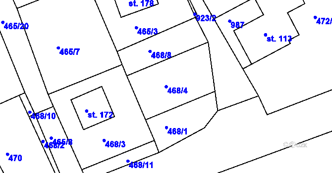 Parcela st. 468/4 v KÚ Lubník, Katastrální mapa