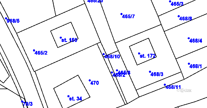 Parcela st. 468/10 v KÚ Lubník, Katastrální mapa