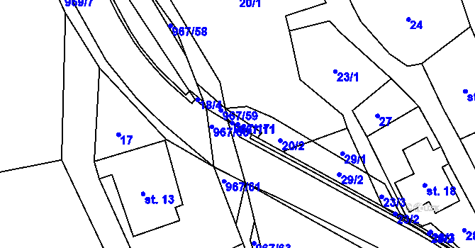 Parcela st. 967/11 v KÚ Lubník, Katastrální mapa