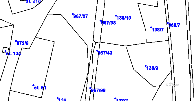 Parcela st. 967/43 v KÚ Lubník, Katastrální mapa