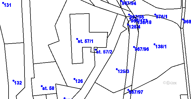 Parcela st. 57/2 v KÚ Lubník, Katastrální mapa