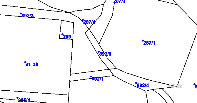 Parcela st. 892/5 v KÚ Lubník, Katastrální mapa