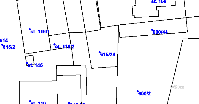 Parcela st. 615/24 v KÚ Lubník, Katastrální mapa