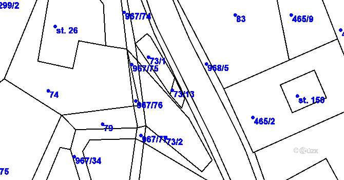 Parcela st. 73/13 v KÚ Lubník, Katastrální mapa