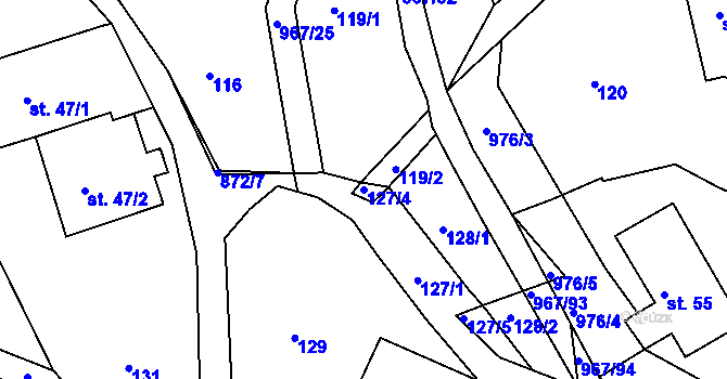 Parcela st. 127/4 v KÚ Lubník, Katastrální mapa