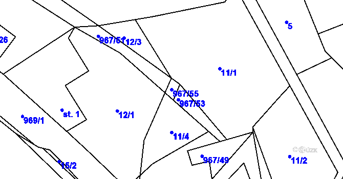 Parcela st. 967/55 v KÚ Lubník, Katastrální mapa
