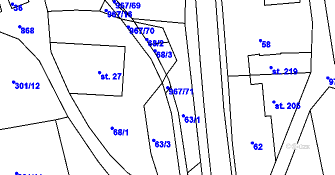 Parcela st. 967/71 v KÚ Lubník, Katastrální mapa