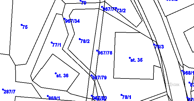 Parcela st. 967/78 v KÚ Lubník, Katastrální mapa