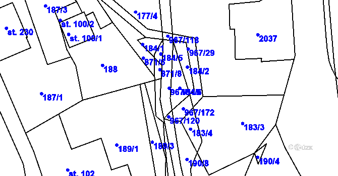 Parcela st. 967/119 v KÚ Lubník, Katastrální mapa