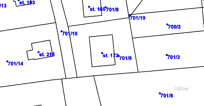 Parcela st. 173 v KÚ Lubník, Katastrální mapa