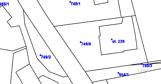 Parcela st. 749/8 v KÚ Lubník, Katastrální mapa
