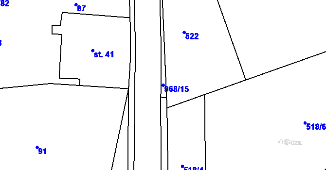 Parcela st. 968/15 v KÚ Lubník, Katastrální mapa