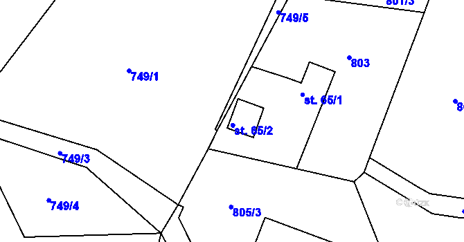 Parcela st. 65/2 v KÚ Lubno, Katastrální mapa