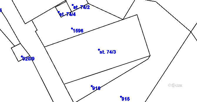 Parcela st. 74/3 v KÚ Lubno, Katastrální mapa