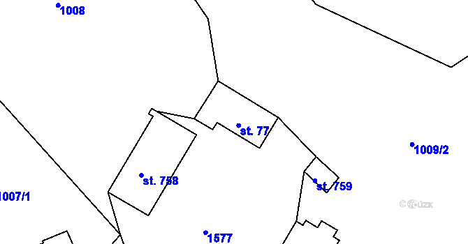 Parcela st. 77 v KÚ Lubno, Katastrální mapa