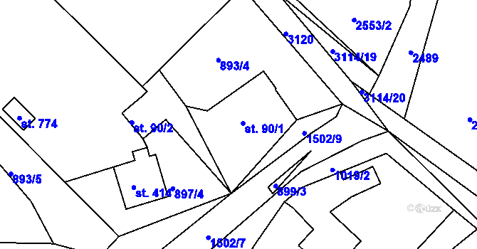 Parcela st. 90/1 v KÚ Lubno, Katastrální mapa