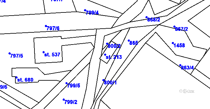 Parcela st. 213 v KÚ Lubno, Katastrální mapa