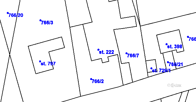 Parcela st. 222 v KÚ Lubno, Katastrální mapa
