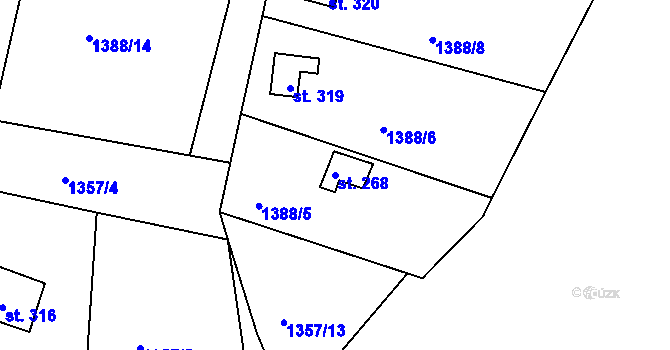 Parcela st. 268 v KÚ Lubno, Katastrální mapa