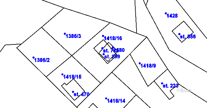 Parcela st. 299 v KÚ Lubno, Katastrální mapa