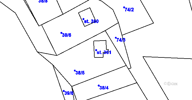 Parcela st. 361 v KÚ Lubno, Katastrální mapa