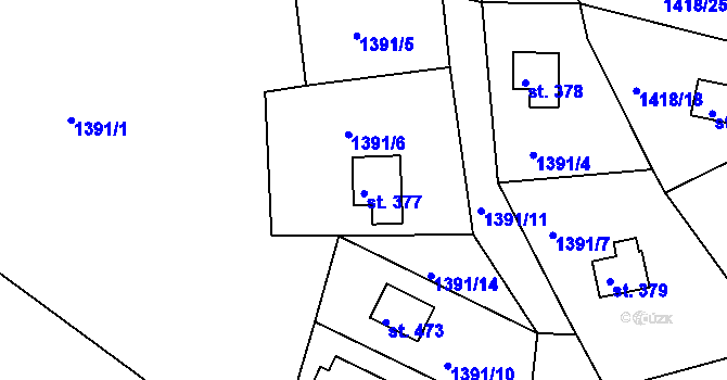 Parcela st. 377 v KÚ Lubno, Katastrální mapa