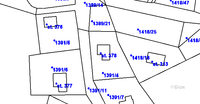 Parcela st. 378 v KÚ Lubno, Katastrální mapa