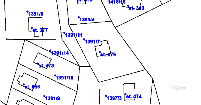 Parcela st. 379 v KÚ Lubno, Katastrální mapa