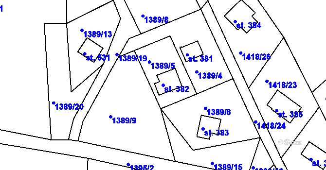 Parcela st. 382 v KÚ Lubno, Katastrální mapa