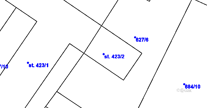 Parcela st. 423/2 v KÚ Lubno, Katastrální mapa