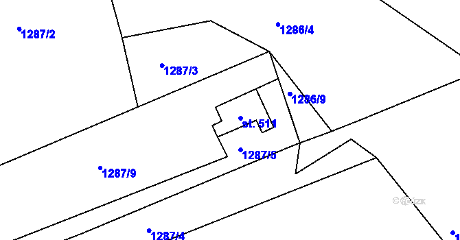 Parcela st. 511 v KÚ Lubno, Katastrální mapa