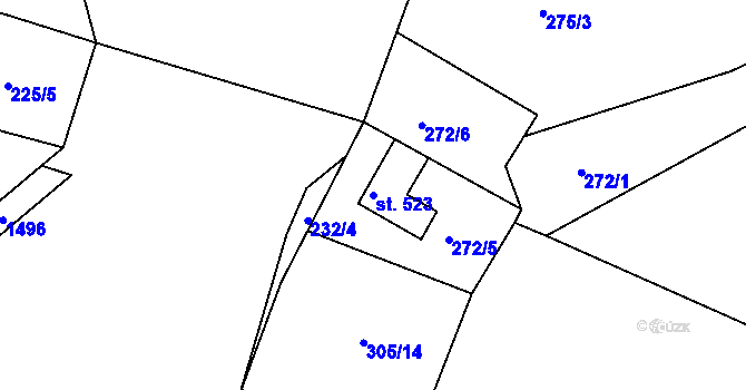 Parcela st. 523 v KÚ Lubno, Katastrální mapa