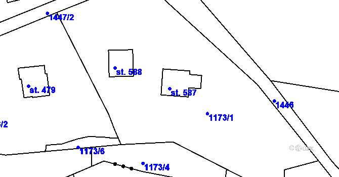 Parcela st. 587 v KÚ Lubno, Katastrální mapa