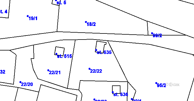 Parcela st. 635 v KÚ Lubno, Katastrální mapa