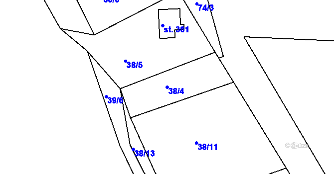 Parcela st. 38/4 v KÚ Lubno, Katastrální mapa