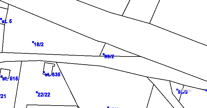 Parcela st. 99/2 v KÚ Lubno, Katastrální mapa