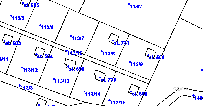 Parcela st. 113/8 v KÚ Lubno, Katastrální mapa