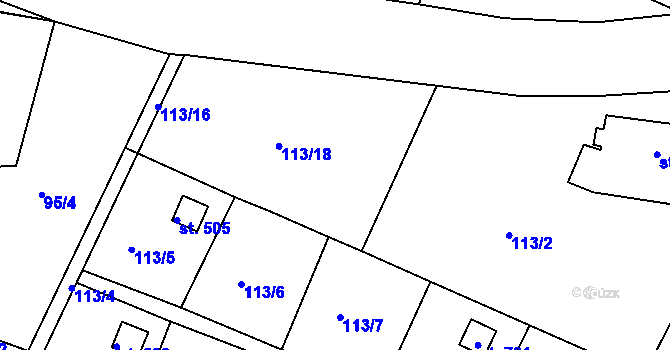 Parcela st. 113/18 v KÚ Lubno, Katastrální mapa
